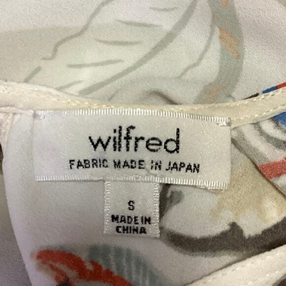 Aritzia Wilfred White Silk Floral Print Sleeveless Racerback Blouse Tank Top S - Picture 4 of 5